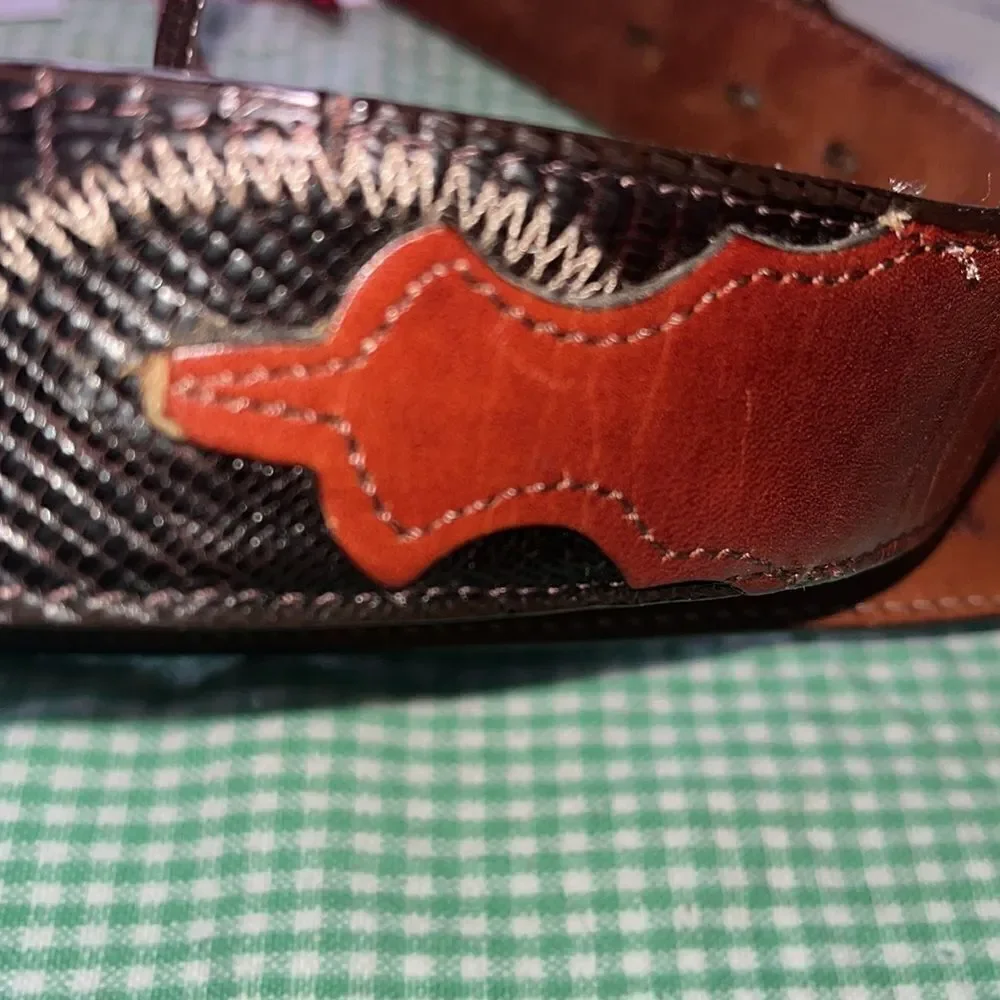 GENUINE LIZARD LYNTONE LEATHER LINING BELT SIZE 40